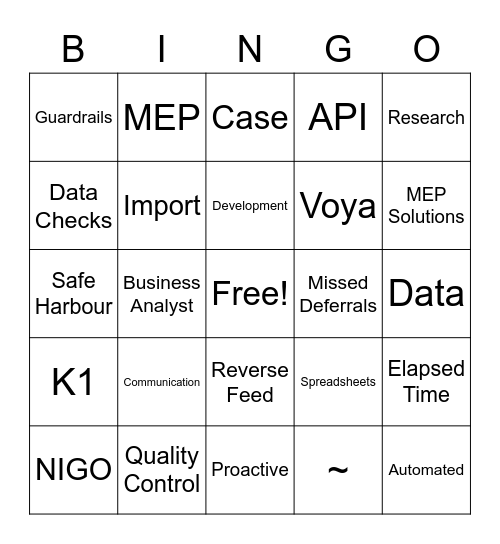 Plan Support Bingo Card