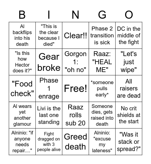 Rat Static Raids - P8S Bingo Card