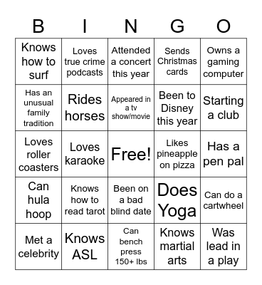 Icebreaker Bingo Card