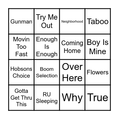 Garage, Bingo & Brunch - Game 2 Bingo Card