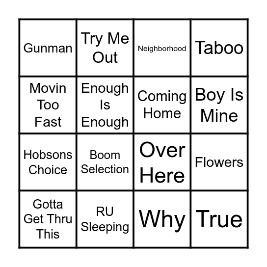 Garage, Bingo & Brunch - Game 2 Bingo Card