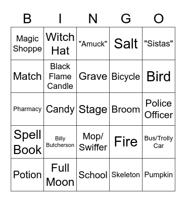 Hocus Pocus 2 Bingo Card