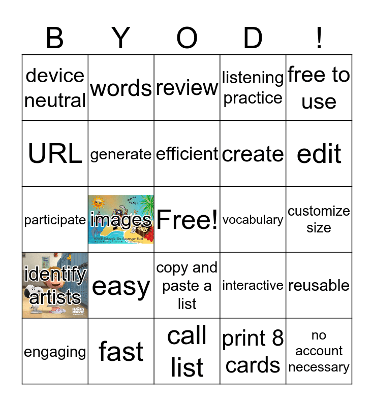 Ed Tech Apps Bingo Card