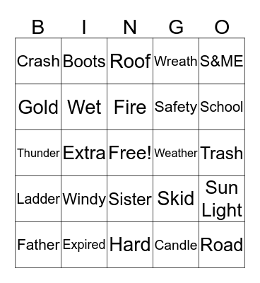 Safety Bingo Card