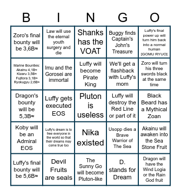 Nashixt's Bingo Card Bingo Card