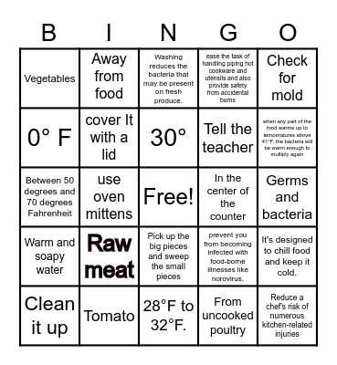 Food groups Bingo Card