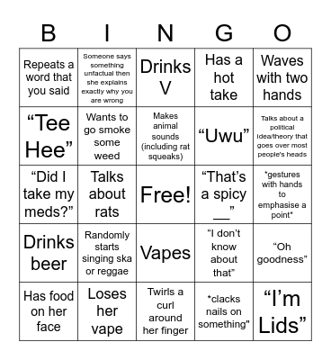 Lids Bingo Card