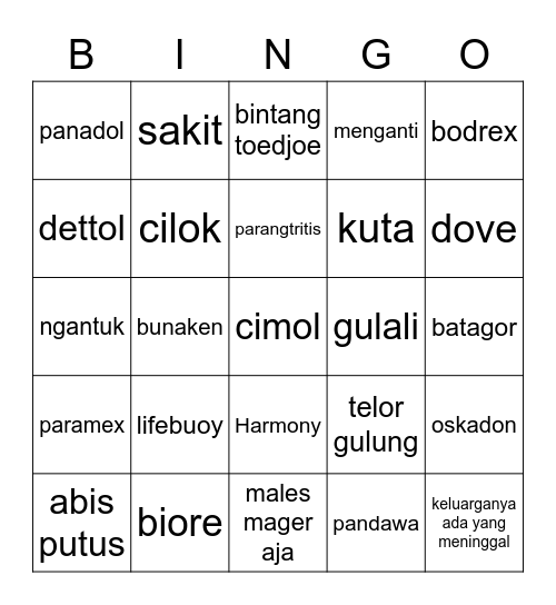 Holland's Bingo Card