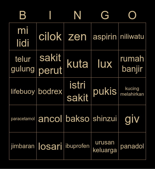 Bingo terakhir 😢 Bingo Card
