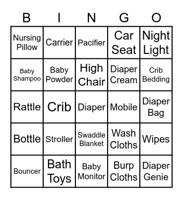 Baby Bingo Card