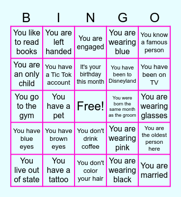 Bachelor Bachelorette Bingo Card