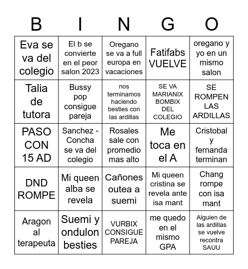 Predicts Cañoneros Bingo Card