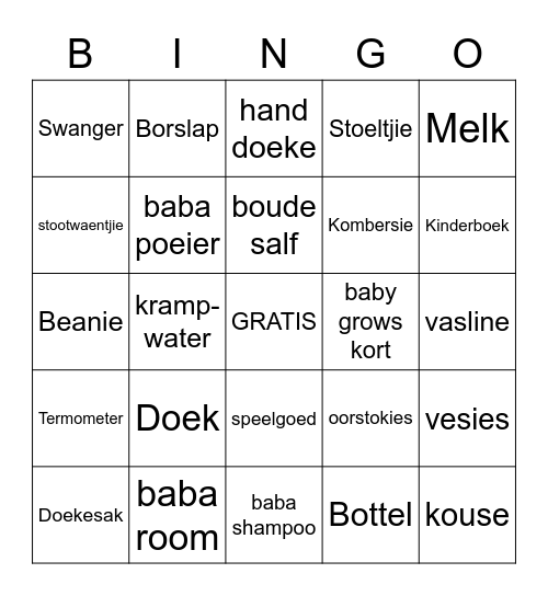 Cathleen se ooievaarstee Bingo Card