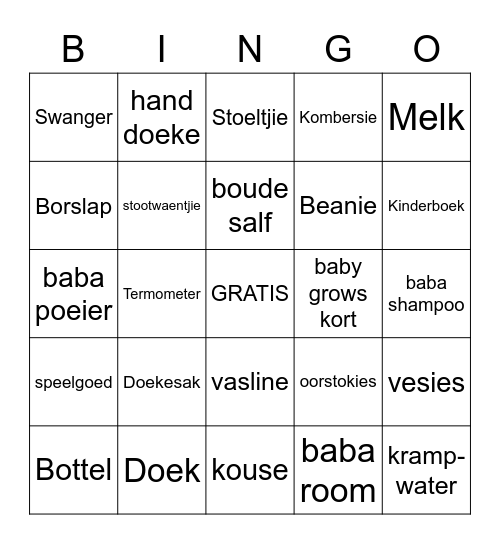 Cathleen se ooievaarstee Bingo Card