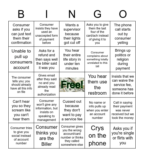 But do you really want to pay your bills? Bingo Card