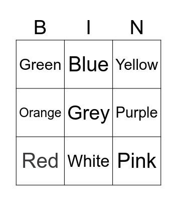 Color Bingo Card
