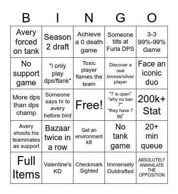 PALADINS Bingo Card