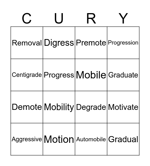 Stephen Curry Bingo Card