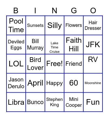 Happy Birthday Susie Bingo Card
