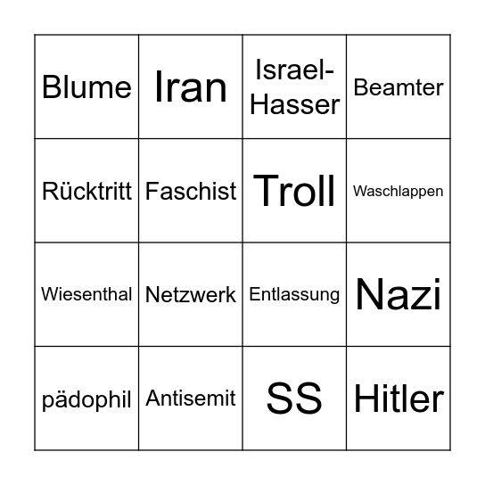 Weinthals Bullshit-Bingo Card