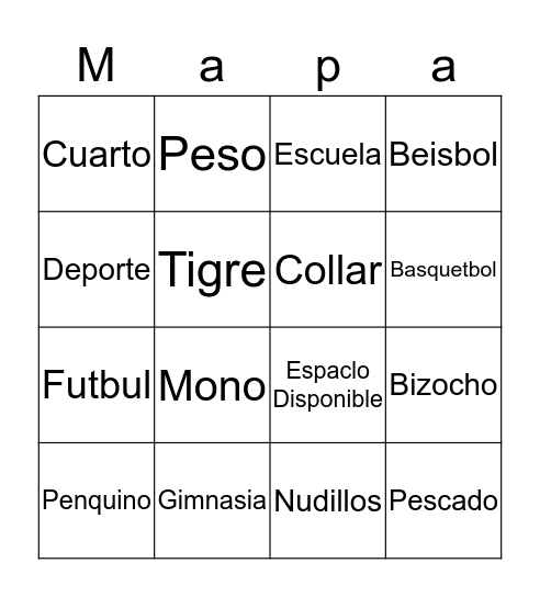 Loteria de Cartones Bingo Card