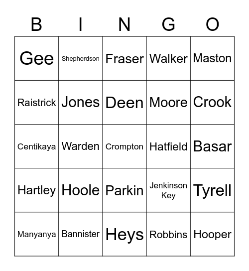 Choredography Bingo Card