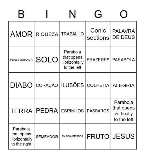 PARÁBOLA DO SEMEADOR Bingo Card