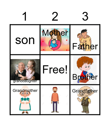 Family Members Bingo Card