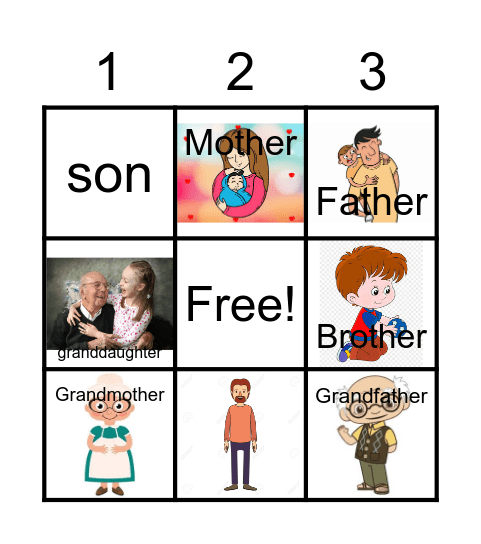 Family Members Bingo Card