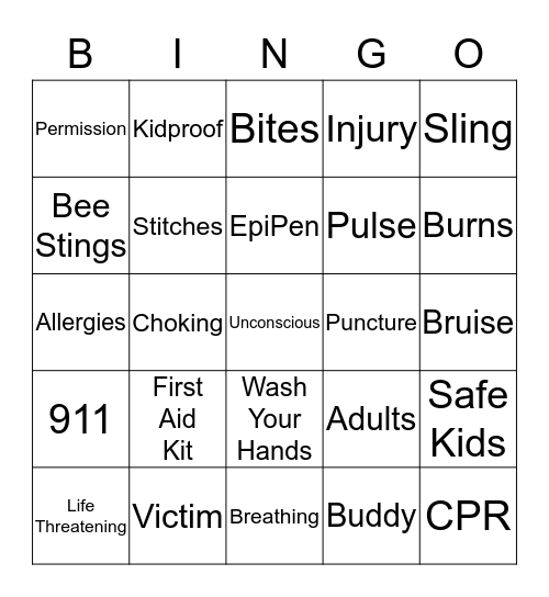 FIRST AID BINGO Card