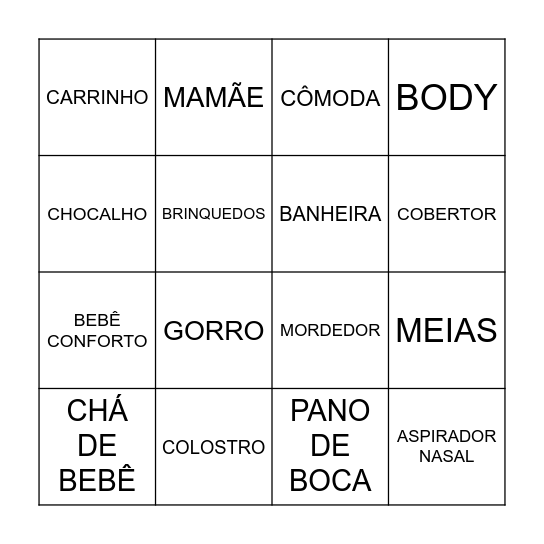 BINGO - Chá do Caetano Bingo Card