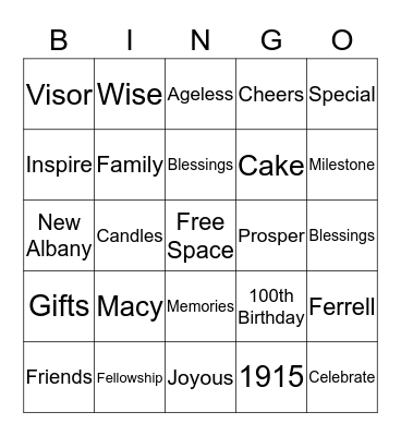 Macy's Birthday BINGO Card