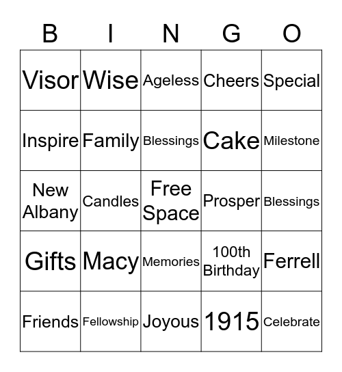 Macy's Birthday BINGO Card