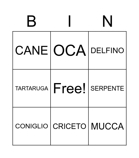BINGO TIME Bingo Card