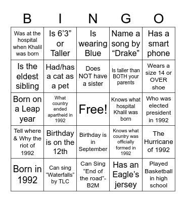 KHALIL 1992-2022 Bingo Card