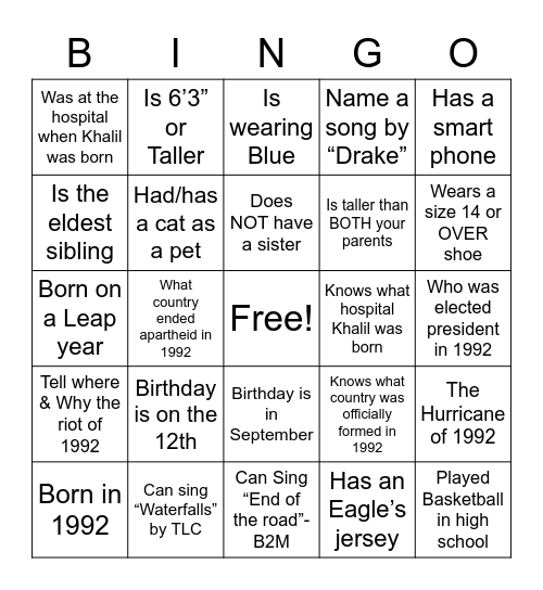 KHALIL 1992-2022 Bingo Card