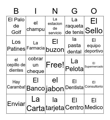 Vocab Ch 3A Places in the Community Bingo Card