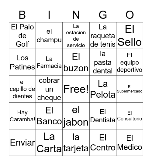 Vocab Ch 3A Places in the Community Bingo Card