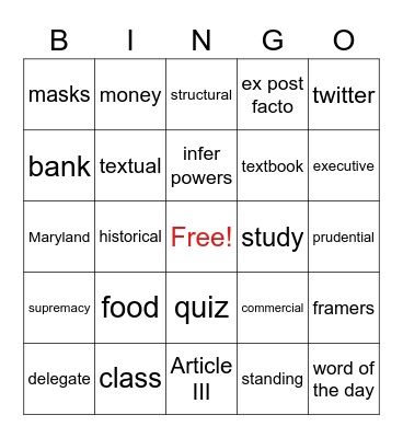 Untitled Bingo Card