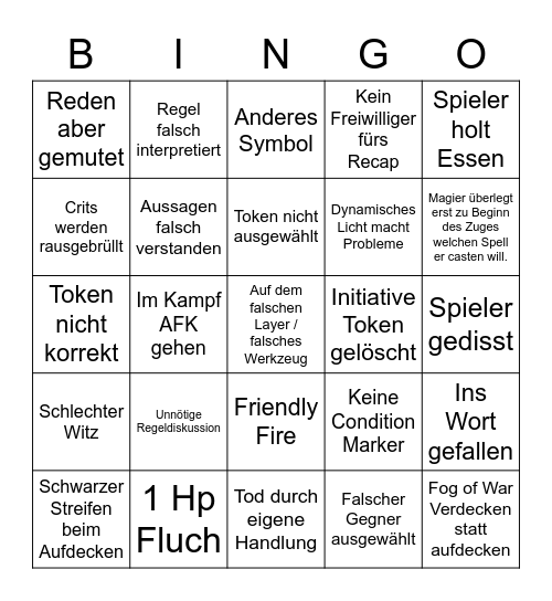 DND Bingo Card