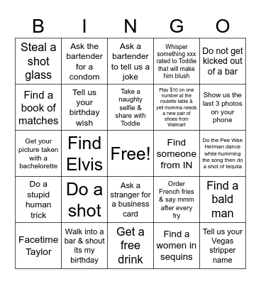 Ninnie's birthday bingo Card