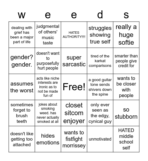 bong water kinnie bingo Card