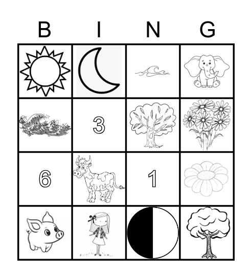 7 Days of Creation Bingo Card