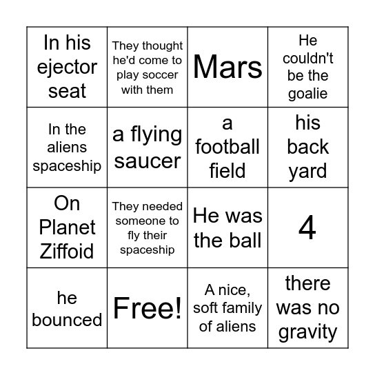 Mission Ziffoid Bingo Card