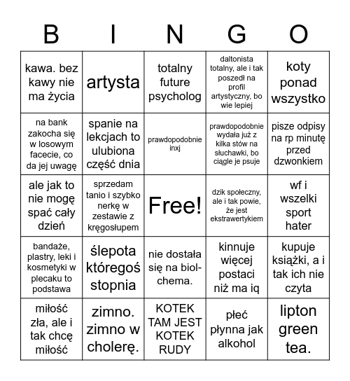 aikuś Bingo Card