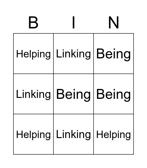 Verb Bingo Card