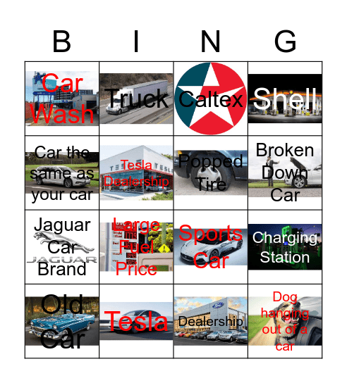 Car/Car Places Spotto Bingo Card