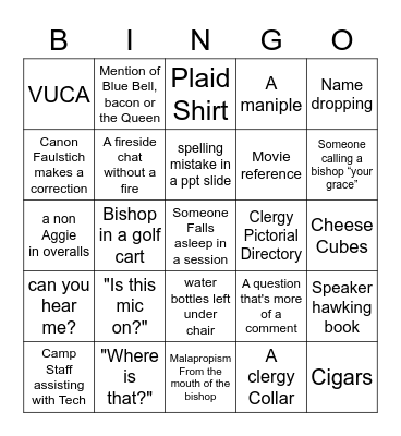 Clergy Conference Bingo 2022 Bingo Card