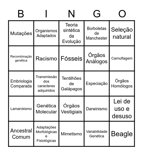 EVOLUÇÃO Bingo Card