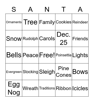 Christmas Bingo Card